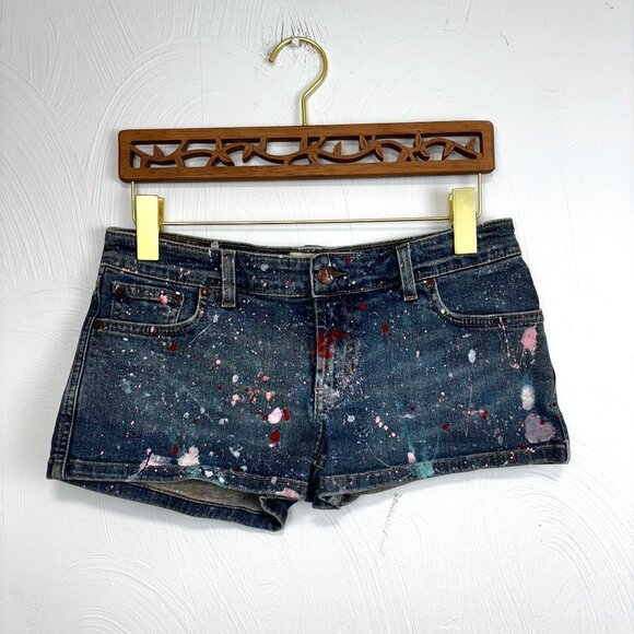 Abercrombie & Fitch Pants - Abercrombie Paint Splatter Denim Cutoff Shorts Grunge Artcore Festival Jean Y2K